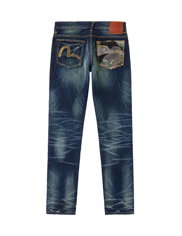 Brocade Patched Pocket Jeans #2017 sold by Evisu