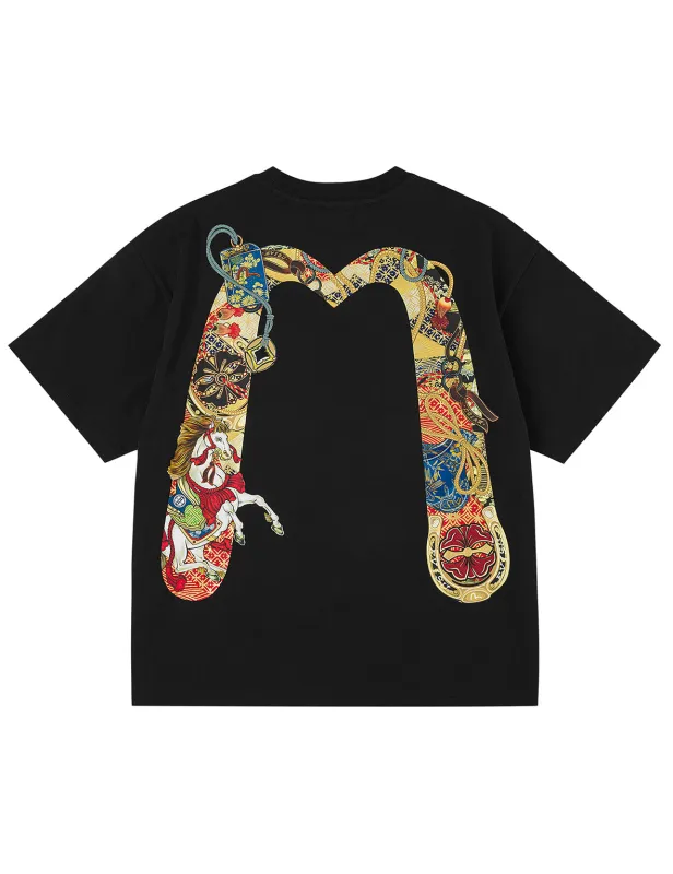 Year Of Horse Daicock Printed T-shirt - Black sold by Evisu