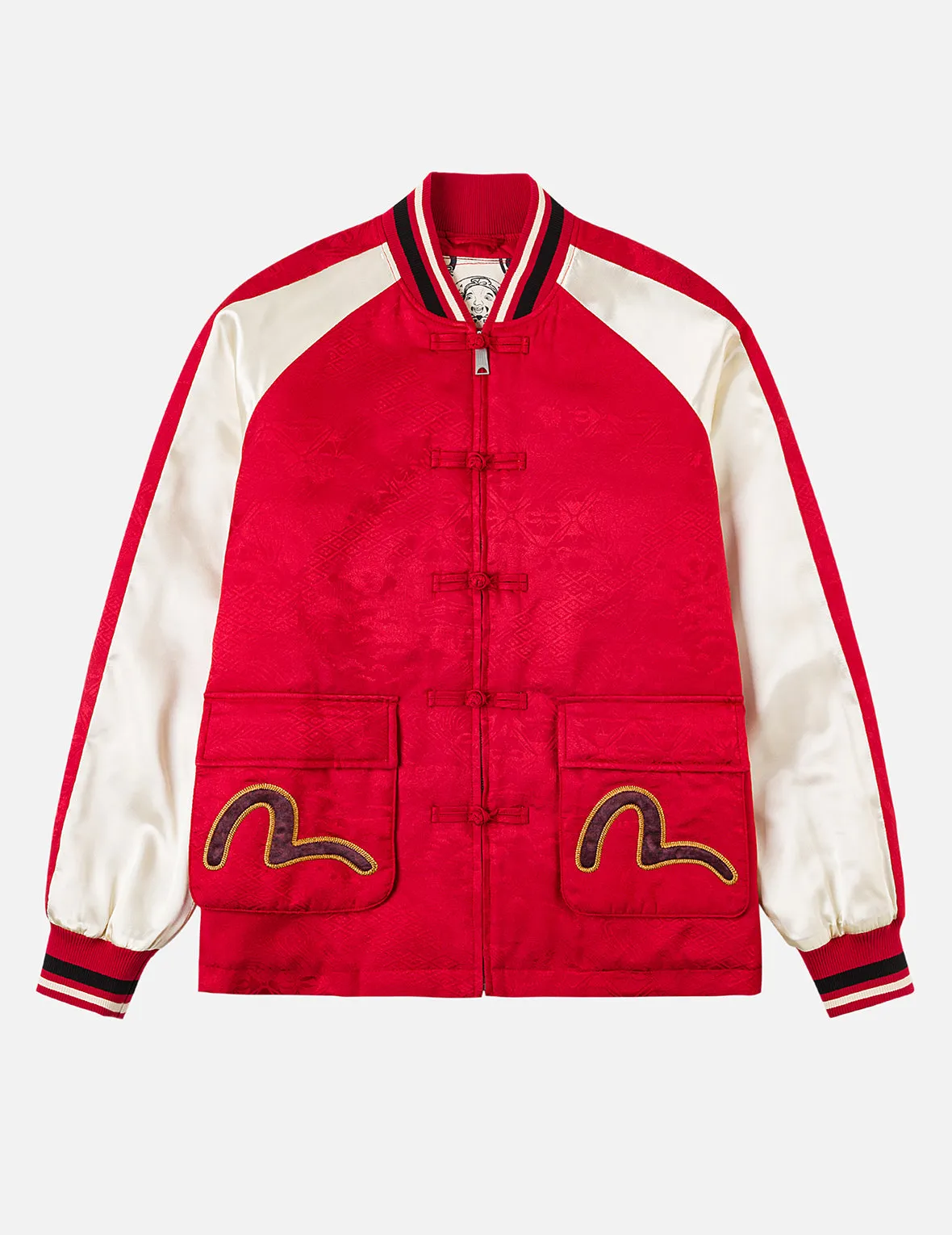 Allover Jacquard Padded Chinese Jacket - Red sold by Evisu product image thumbnail 3