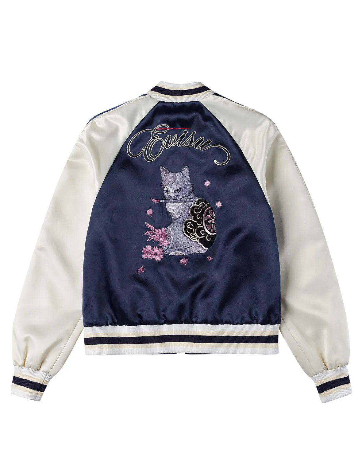 Cat Theme Embroidery Souvenir Jacket sold by Evisu
