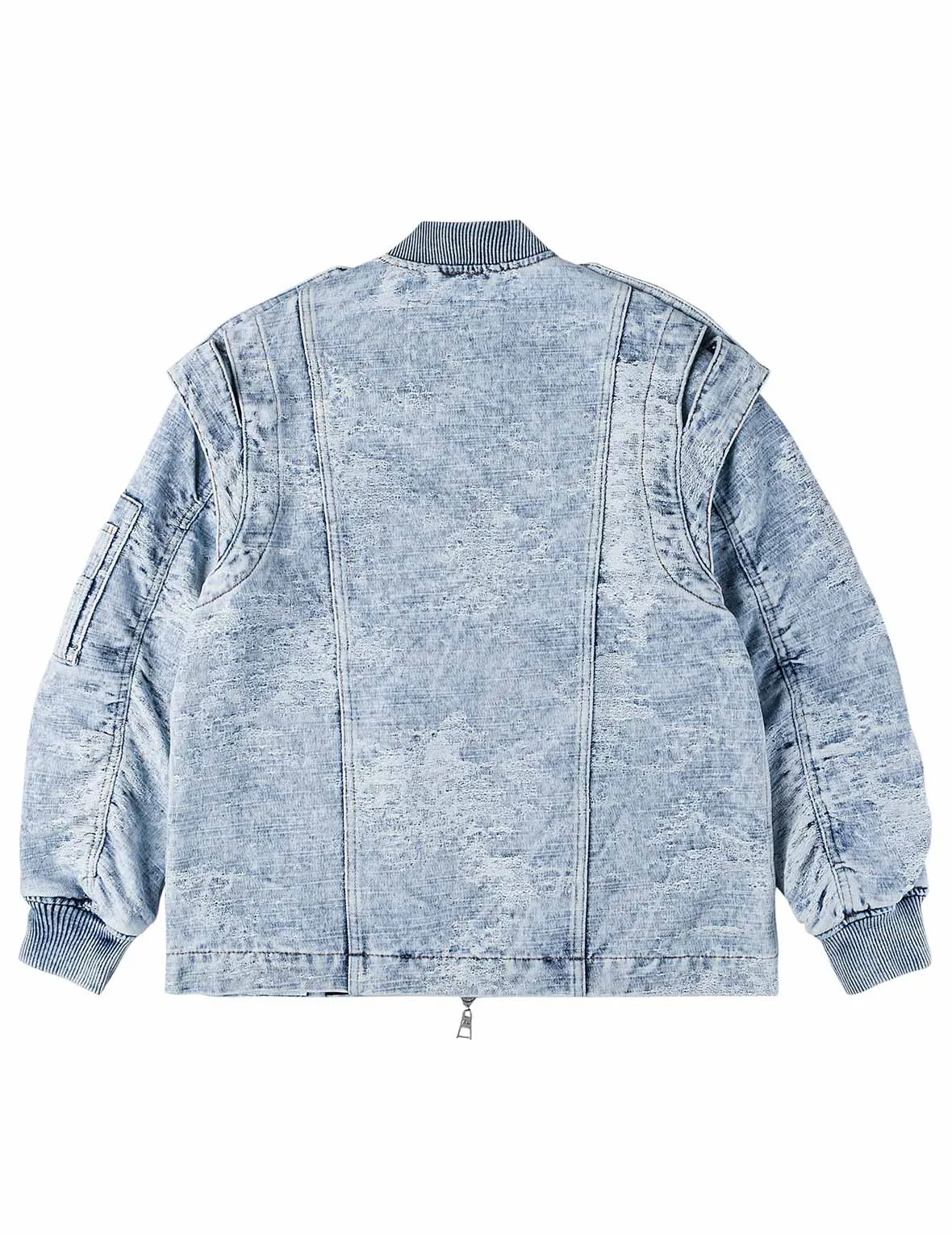 Detachable Distressed Denim Bomber Jacket sold by Evisu product image thumbnail 2