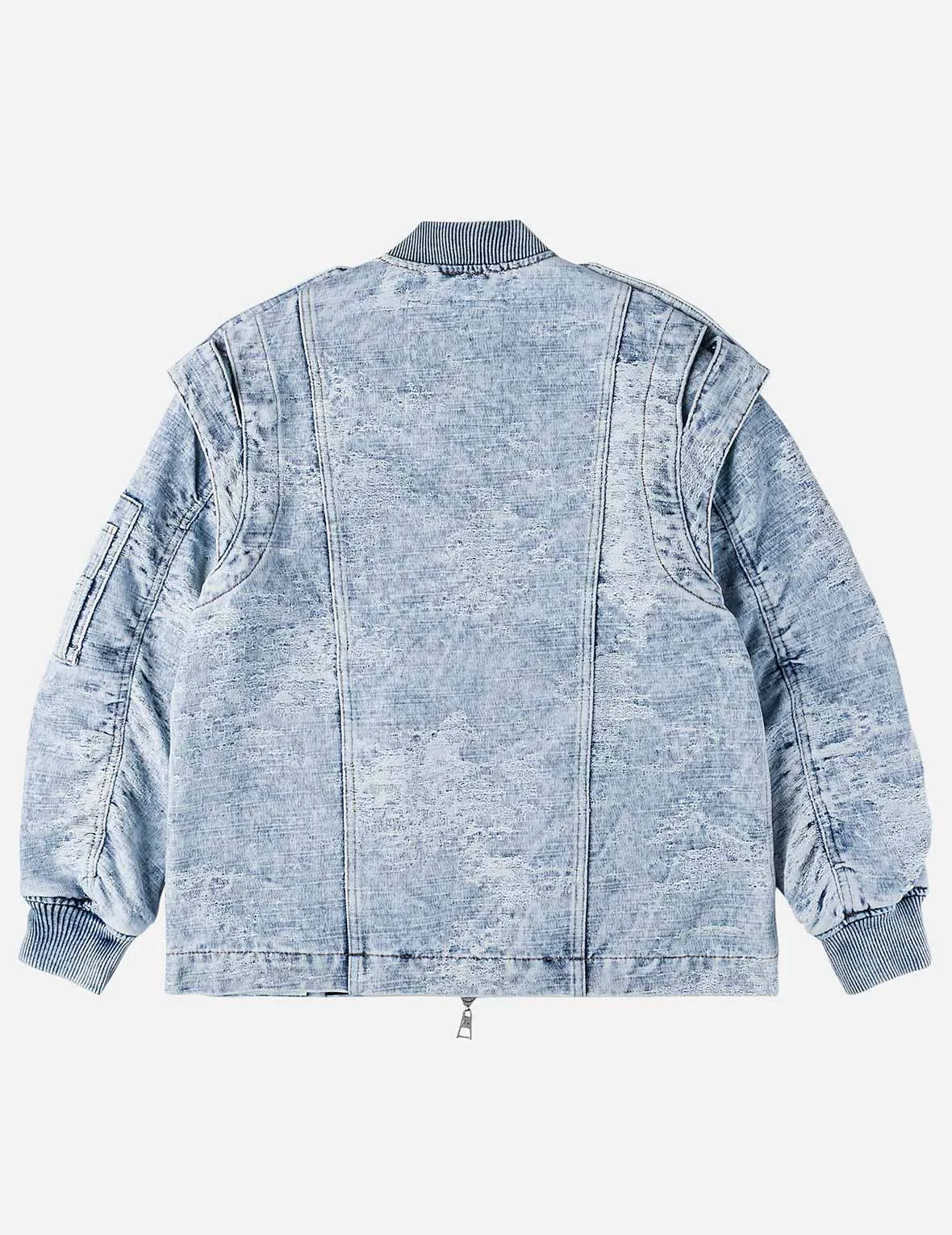 Detachable Distressed Denim Bomber Jacket sold by Evisu product image thumbnail 4