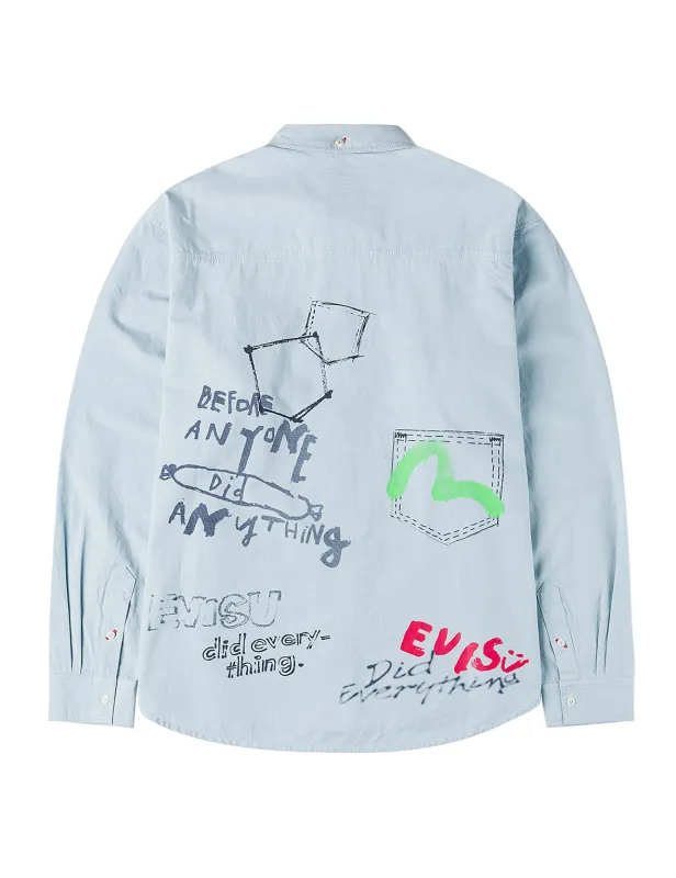 Hand-Drawn Print Long-Sleeve Shirt sold by Evisu