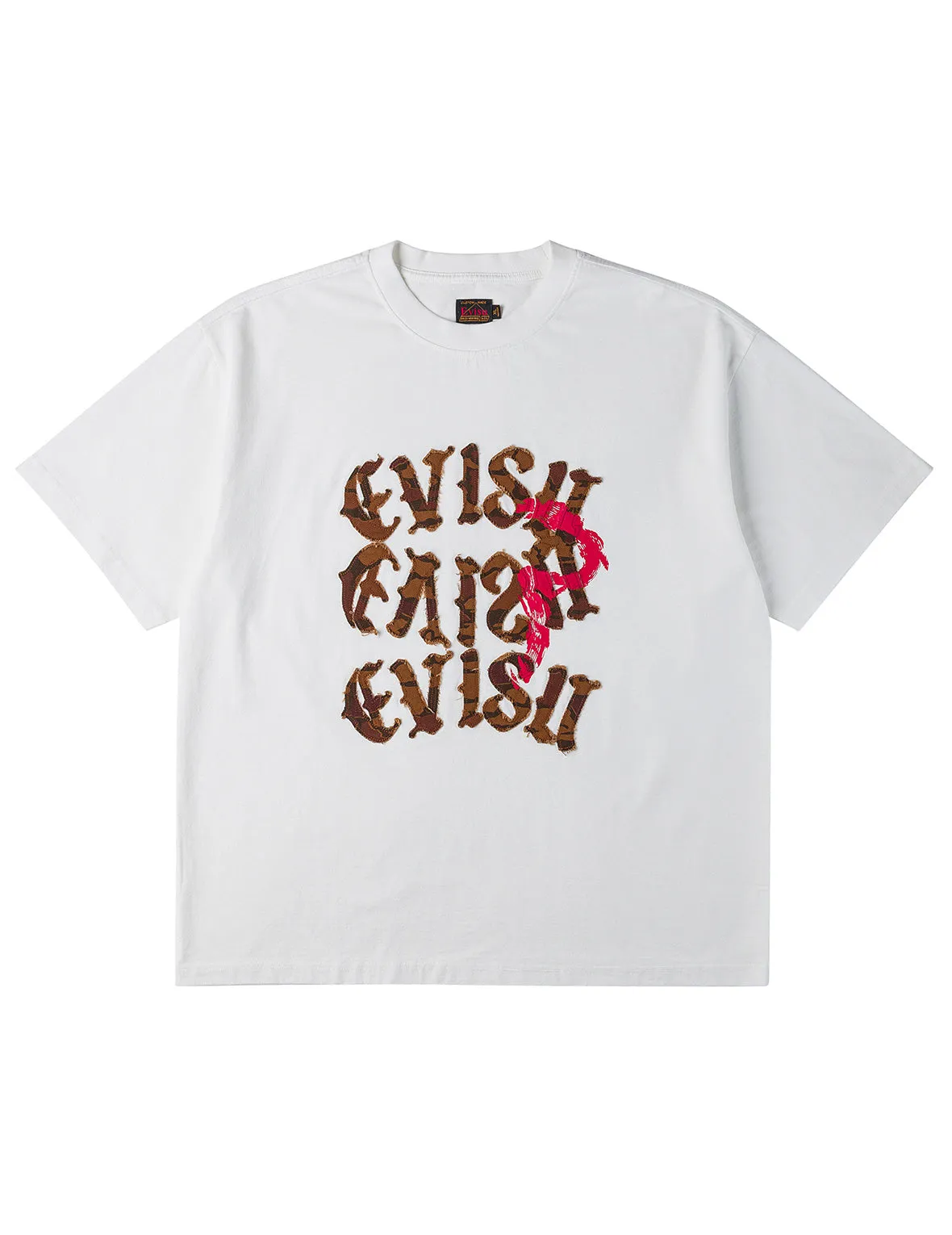 Distressed Ishigaki Camouflage Applique Logo T-shirt sold by Evisu