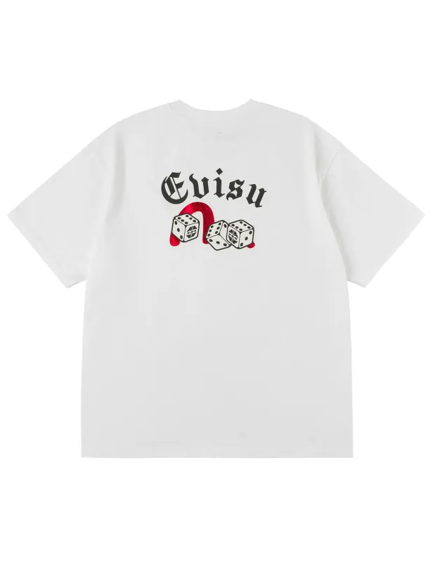 Poker Lucky Dice and Flocked Seagull T-shirt - White sold by Evisu