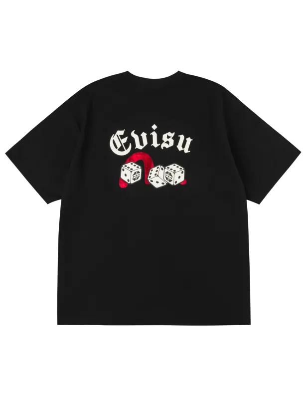 Poker Lucky Dice and Flocked Seagull T-shirt - Black sold by Evisu