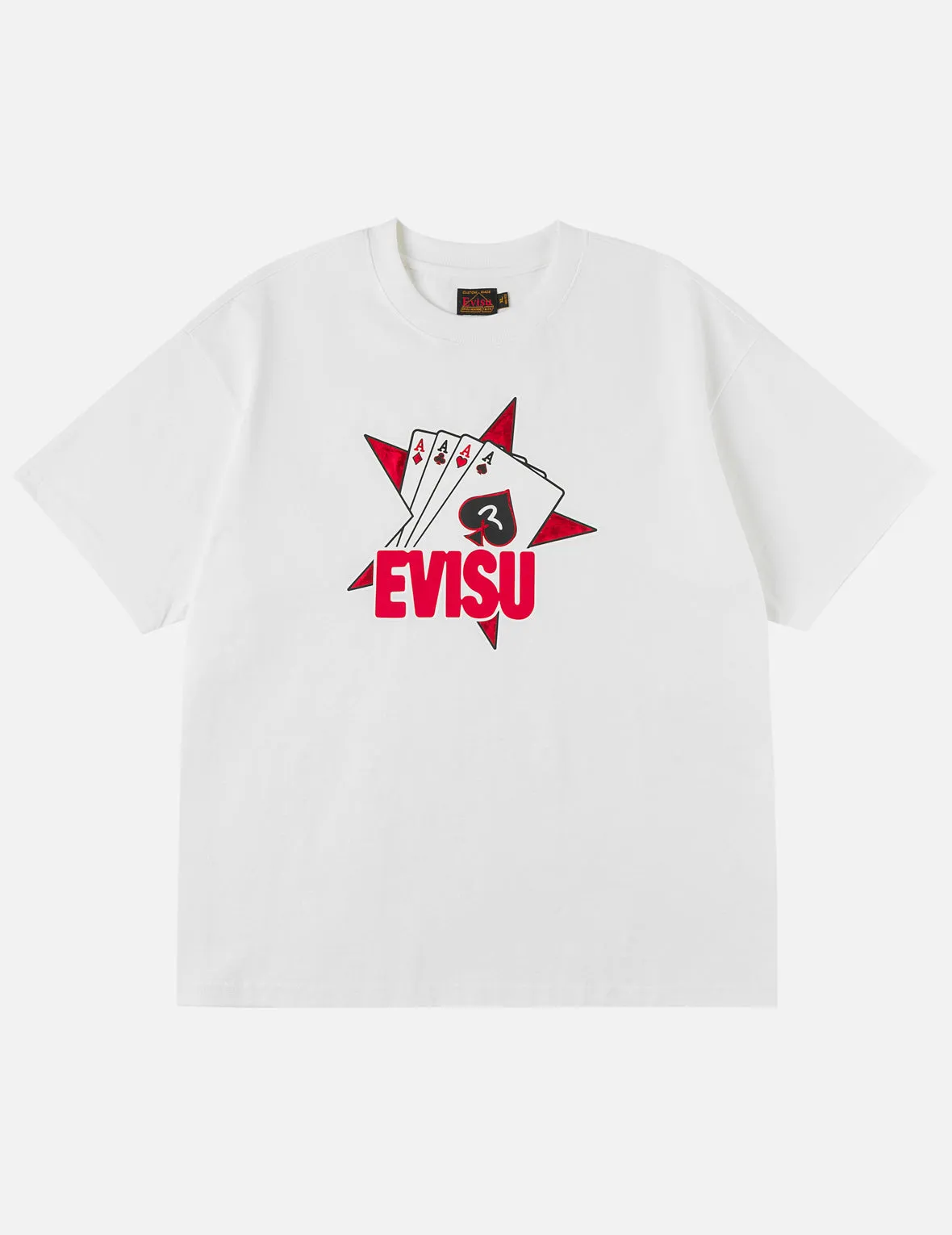 Poker Aces and Flocked Star T-shirt - White sold by Evisu product image thumbnail 3