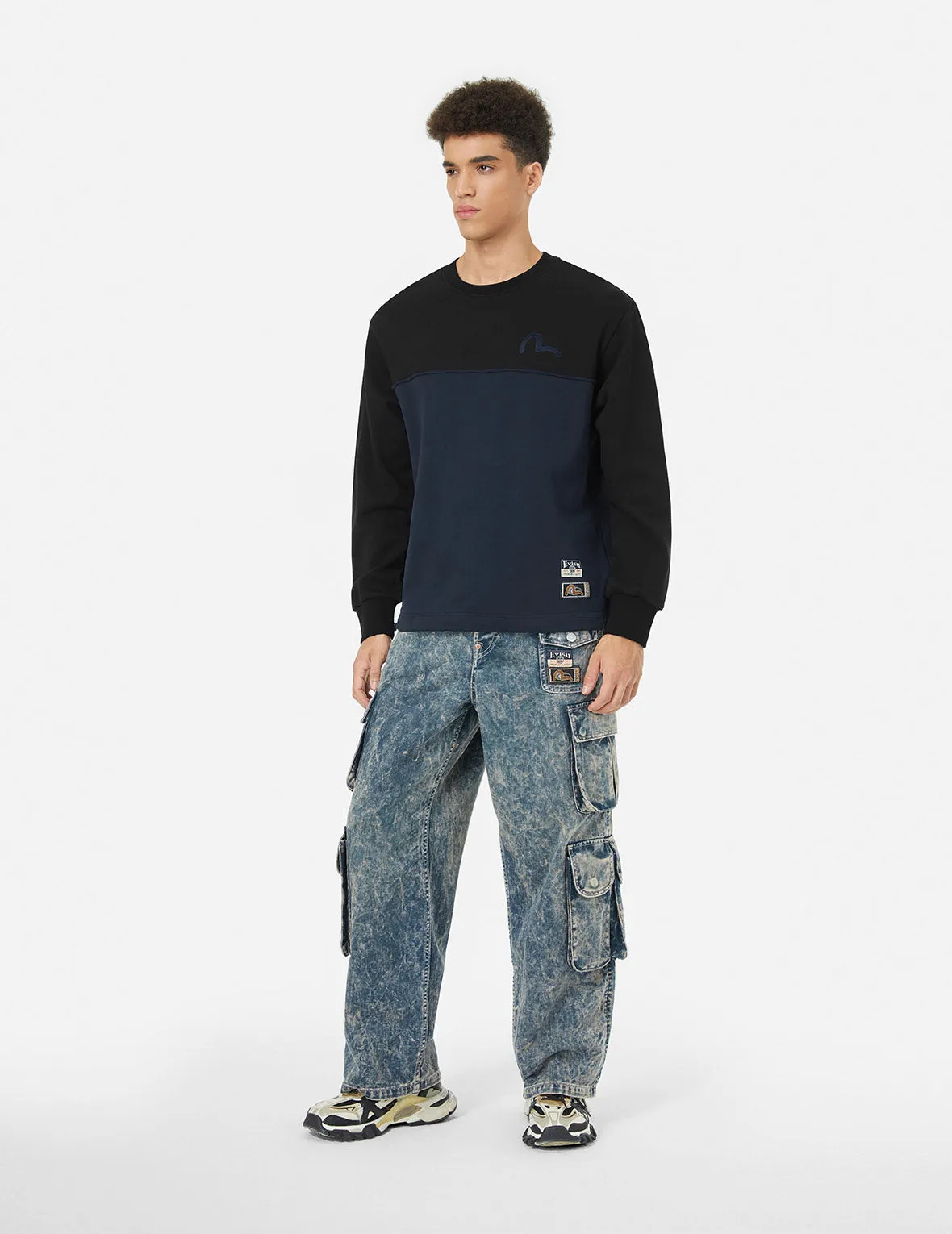 Deconstructed Contrast Relax Fit Sweatshirt sold by Evisu product image thumbnail 3