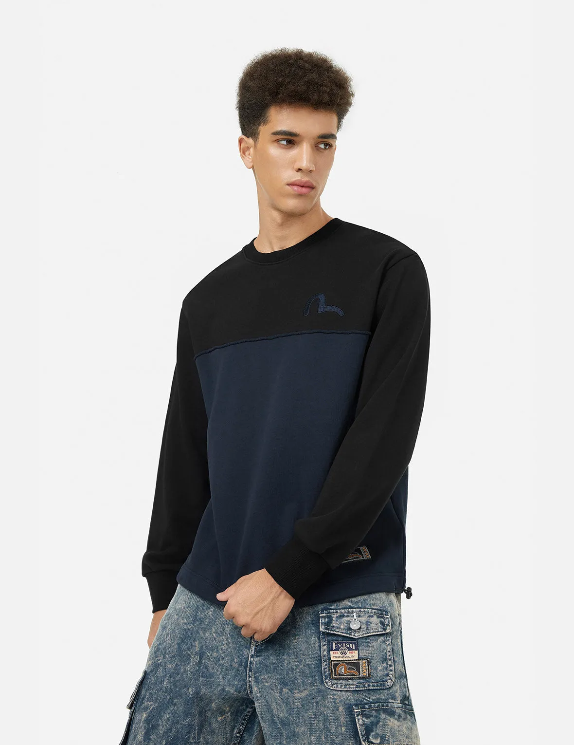 Deconstructed Contrast Relax Fit Sweatshirt sold by Evisu product image thumbnail 5