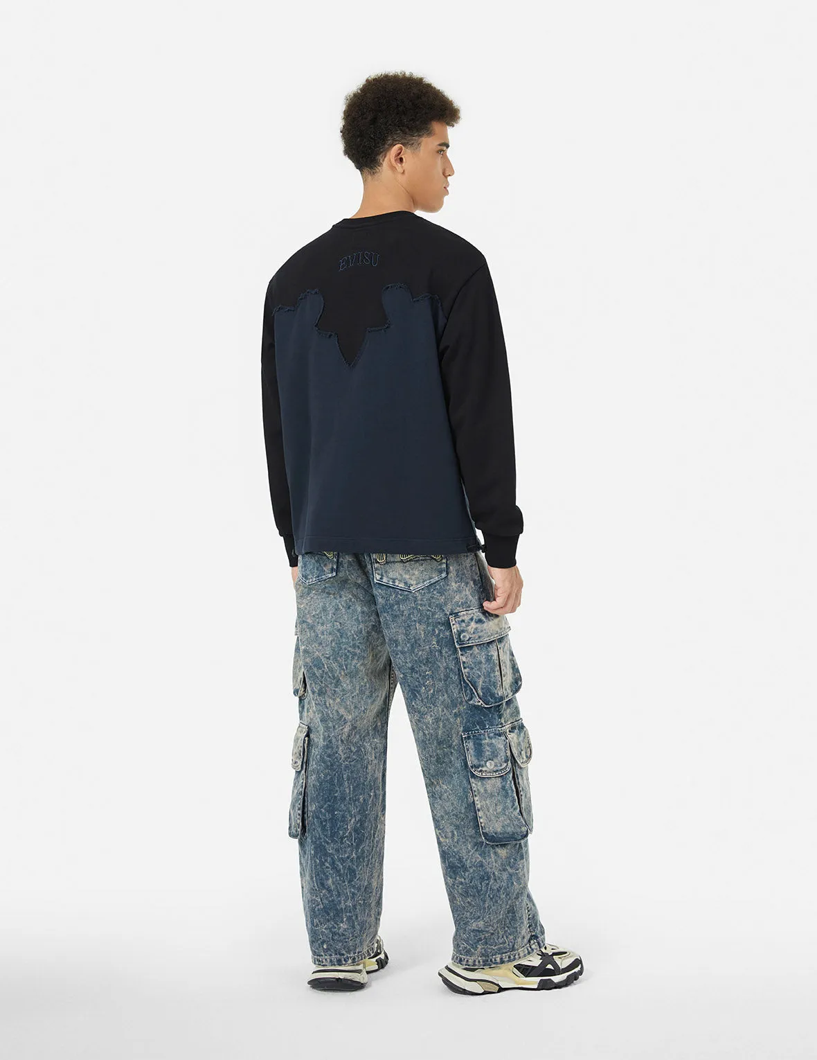 Deconstructed Contrast Relax Fit Sweatshirt sold by Evisu product image thumbnail 4