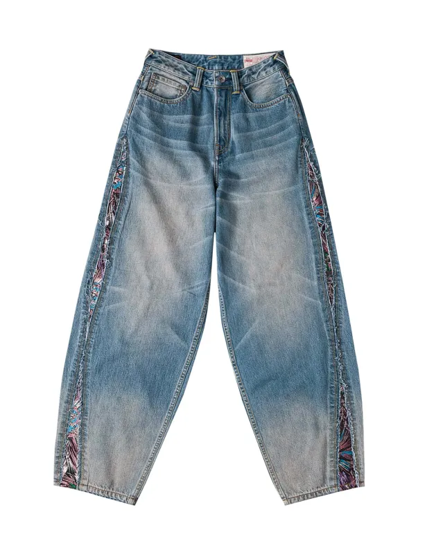 Brocade Patchwork Balloon Jeans sold by Evisu