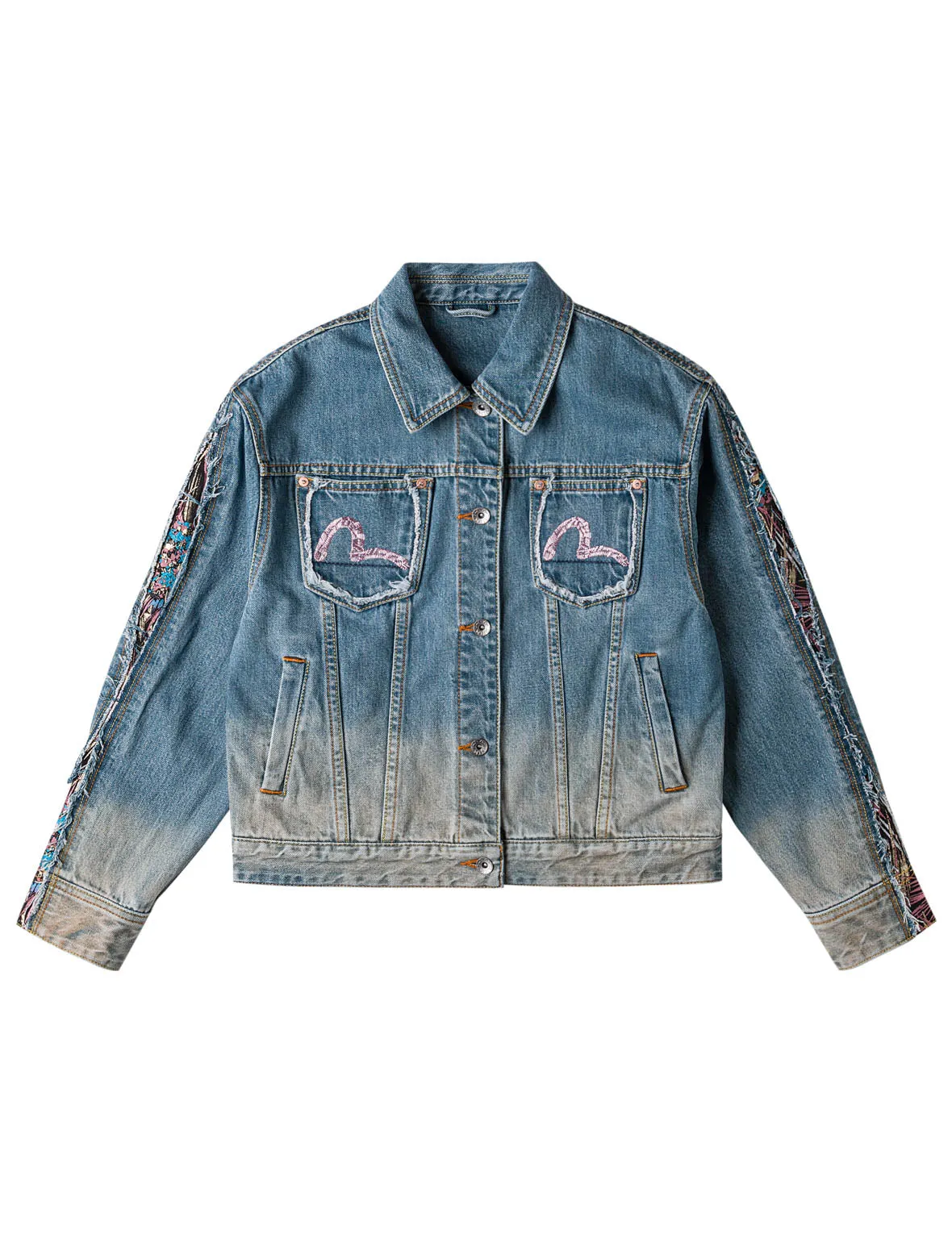 Brocade Panel Denim Jacket sold by Evisu