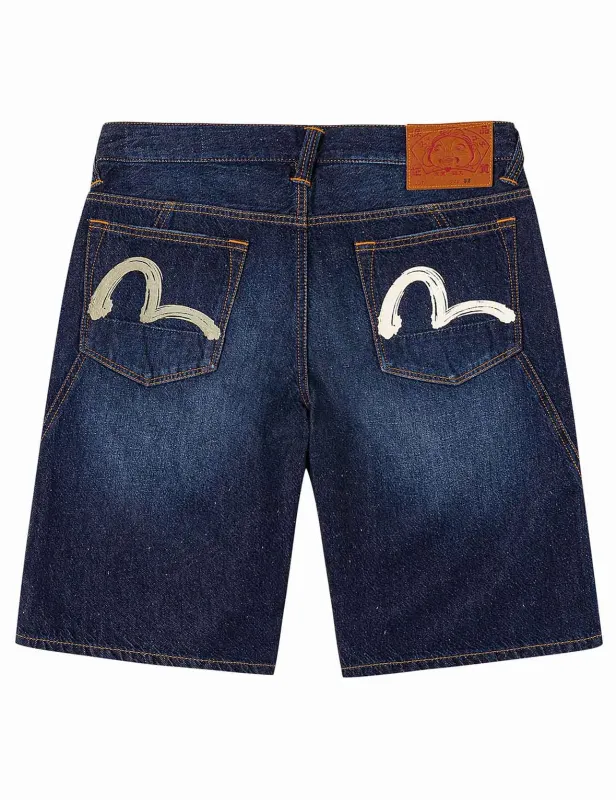 Seagull Brushstroke Denim Shorts sold by Evisu