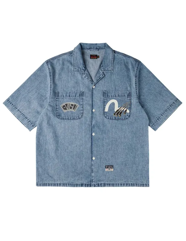 Dual Pocket Boxy Denim Shirt made by Evisu