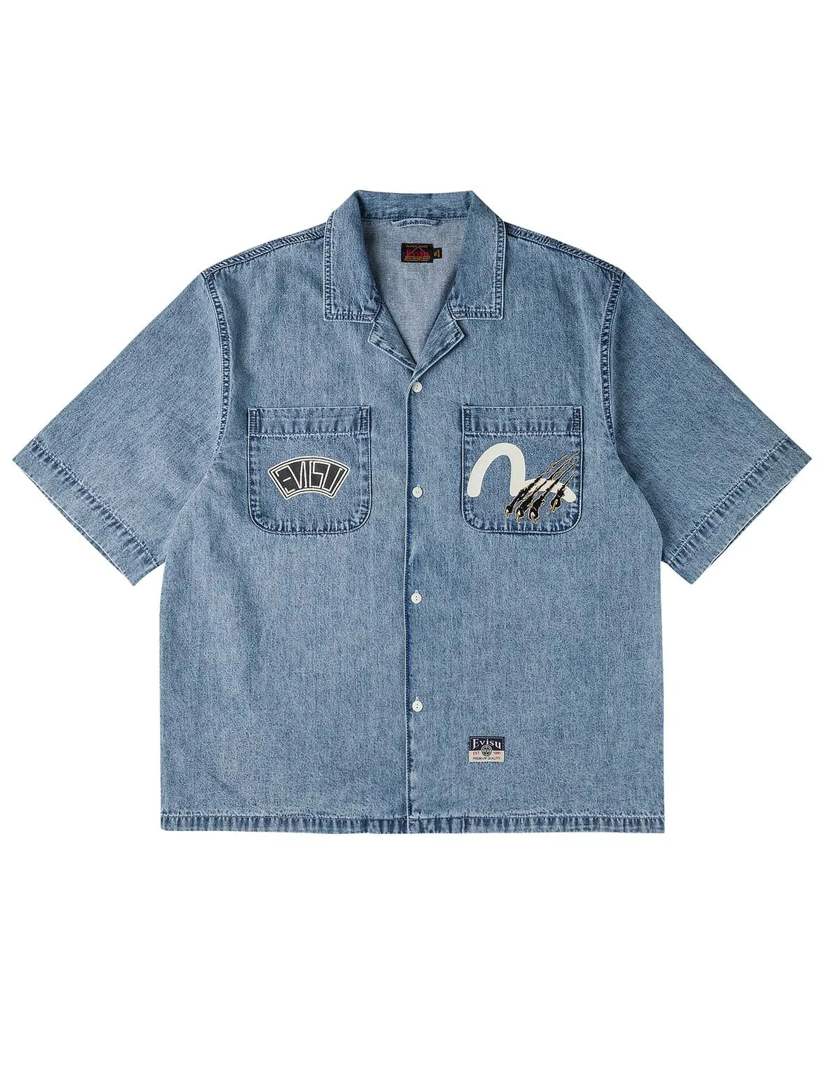 Dual Pocket Boxy Denim Shirt sold by Evisu