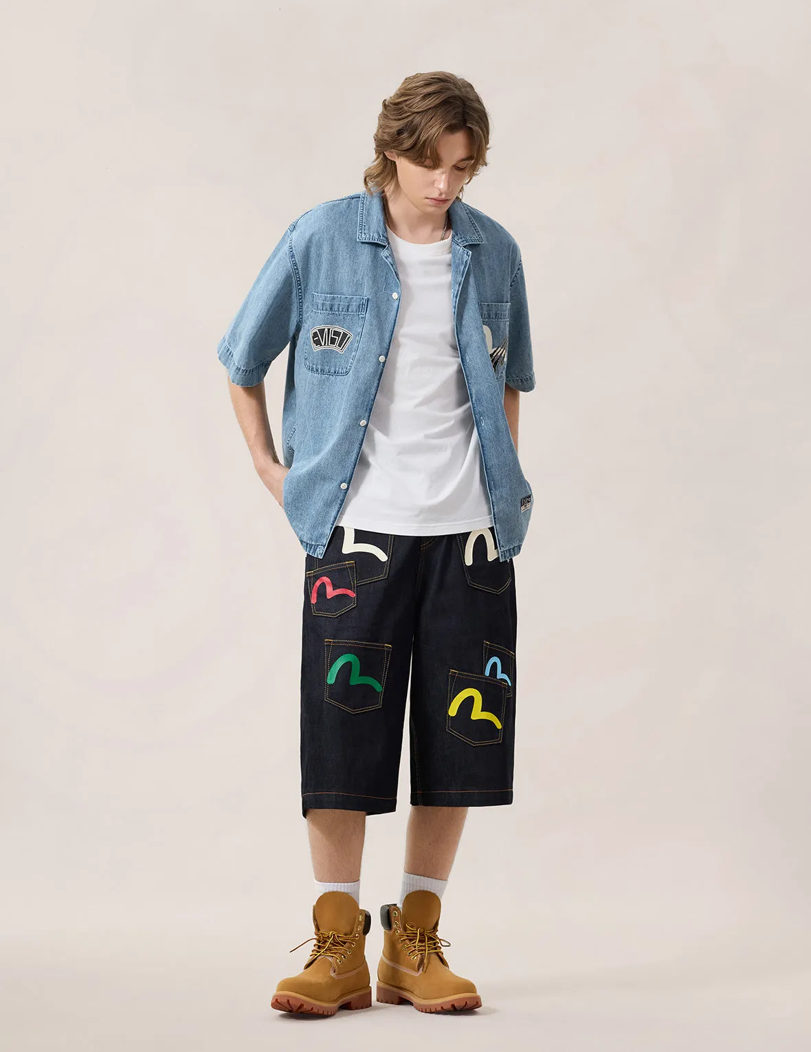 Dual Pocket Boxy Denim Shirt sold by Evisu product image thumbnail 5