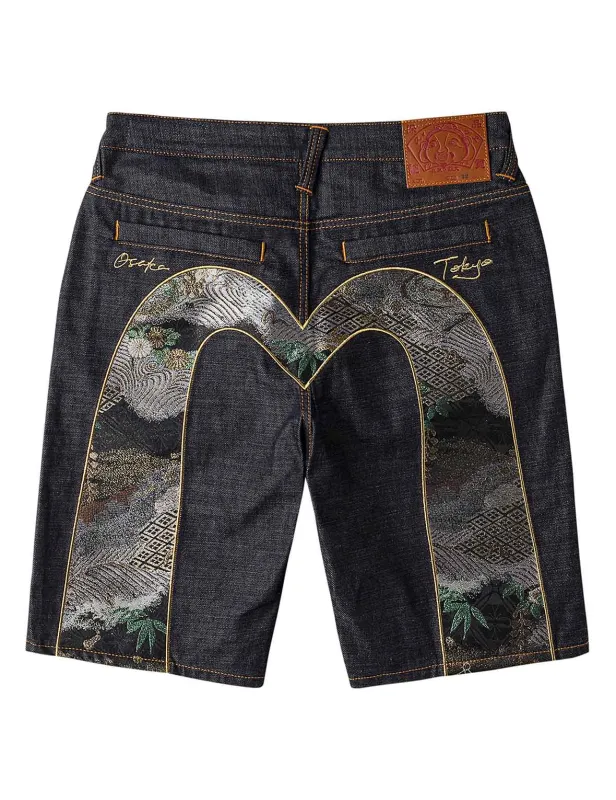 Daicock Brocade Denim Shorts sold by Evisu