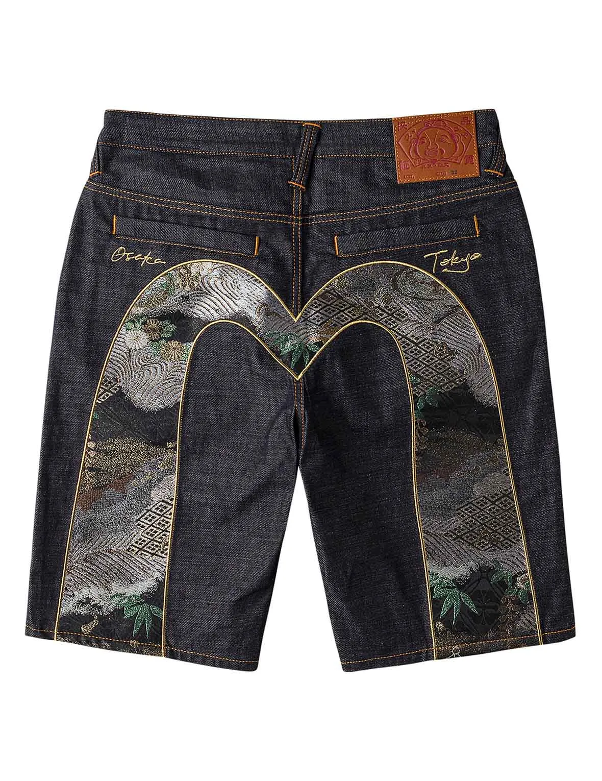 Daicock Brocade Denim Shorts sold by Evisu