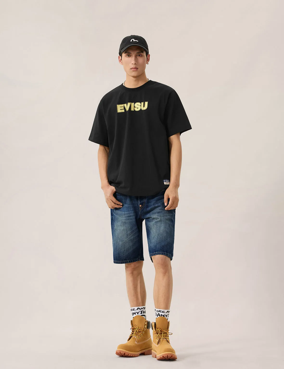 Brocade Patchwork Denim Shorts sold by Evisu product image thumbnail 5