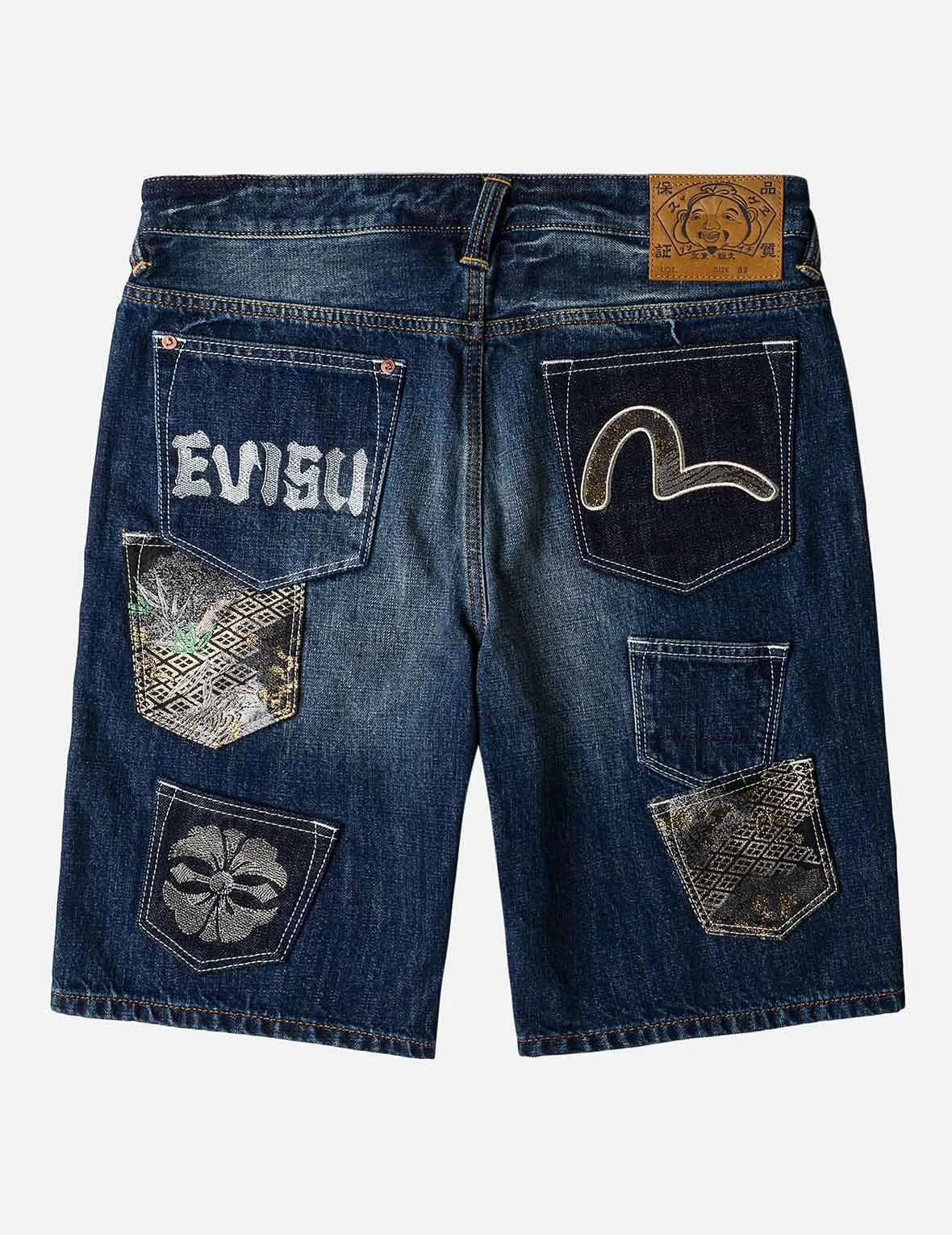 Brocade Patchwork Denim Shorts sold by Evisu product image thumbnail 3