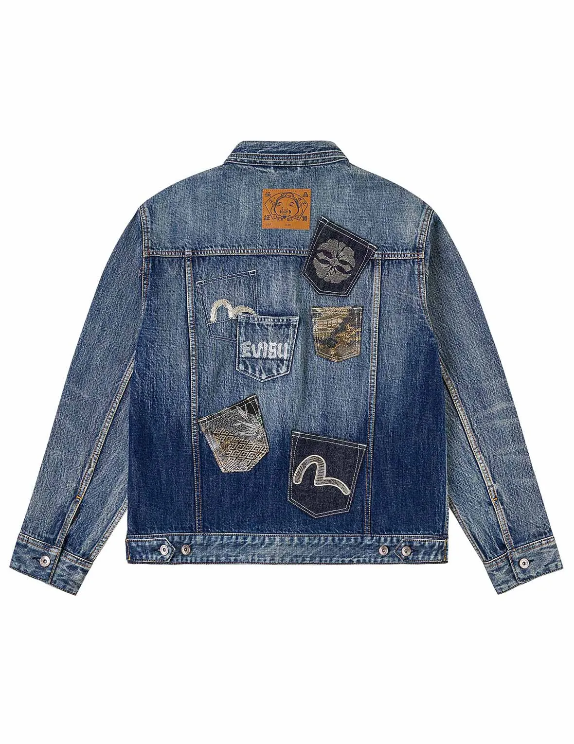 Brocade Patch Multi-pocket Denim Jacket sold by Evisu