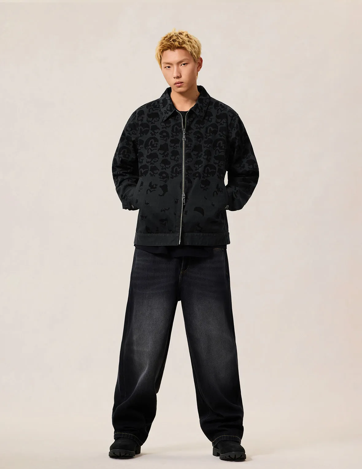 All-over Scattered Flocking Skull Jacket sold by Evisu product image thumbnail 5