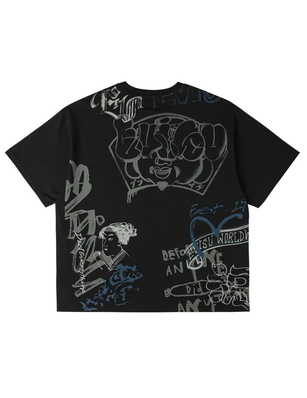Allover EVISU Logo Graphic T-shirt sold by Evisu