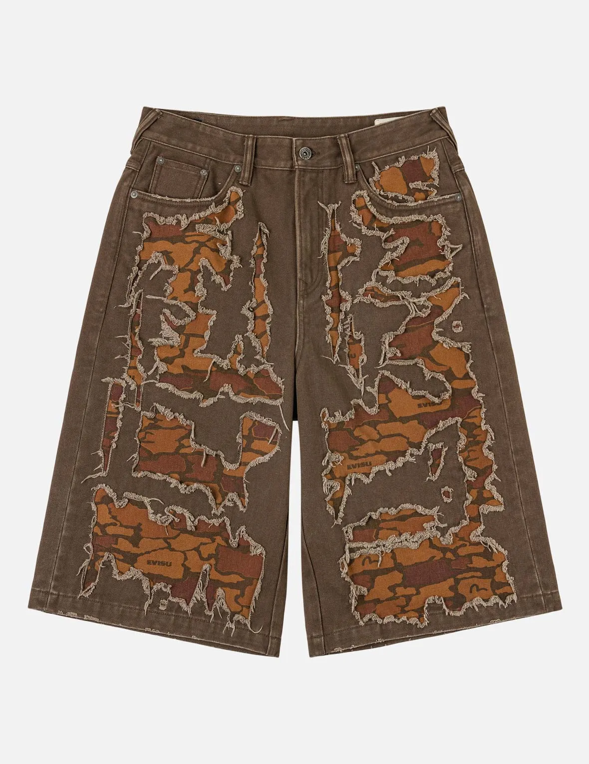 Ishigaki Camouflage Patchwork Denim Shorts sold by Evisu product image thumbnail 3