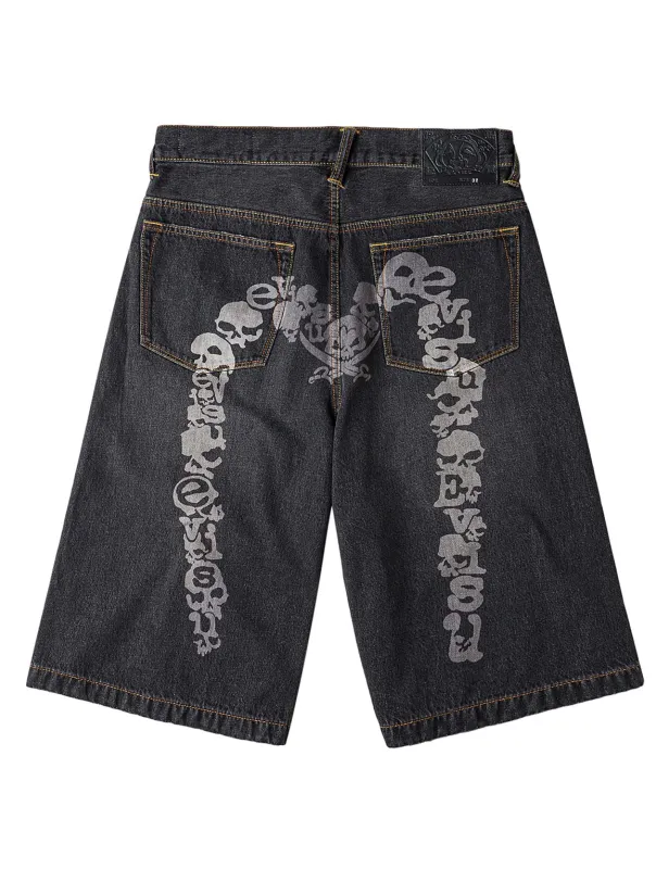 Skull Daicock Denim Shorts sold by Evisu