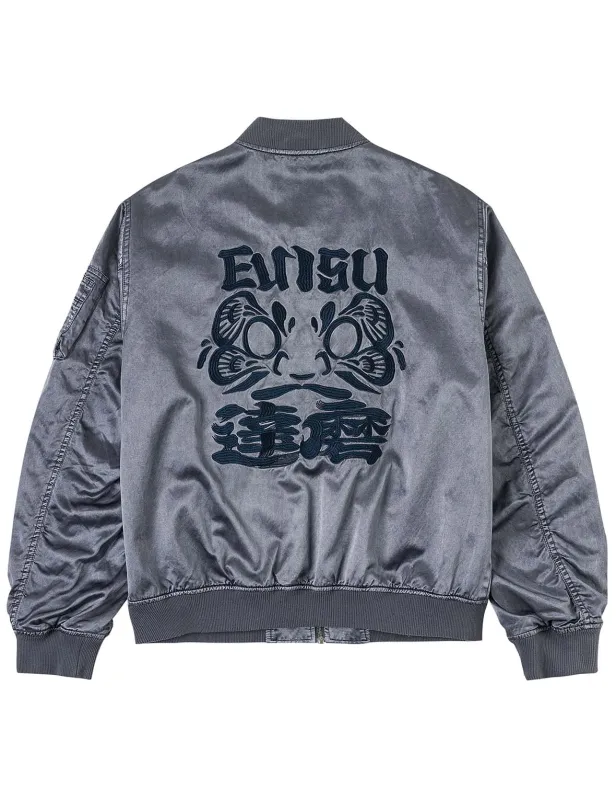 Garment Dyed Daruma Embroidery Bomber Jacket made by Evisu