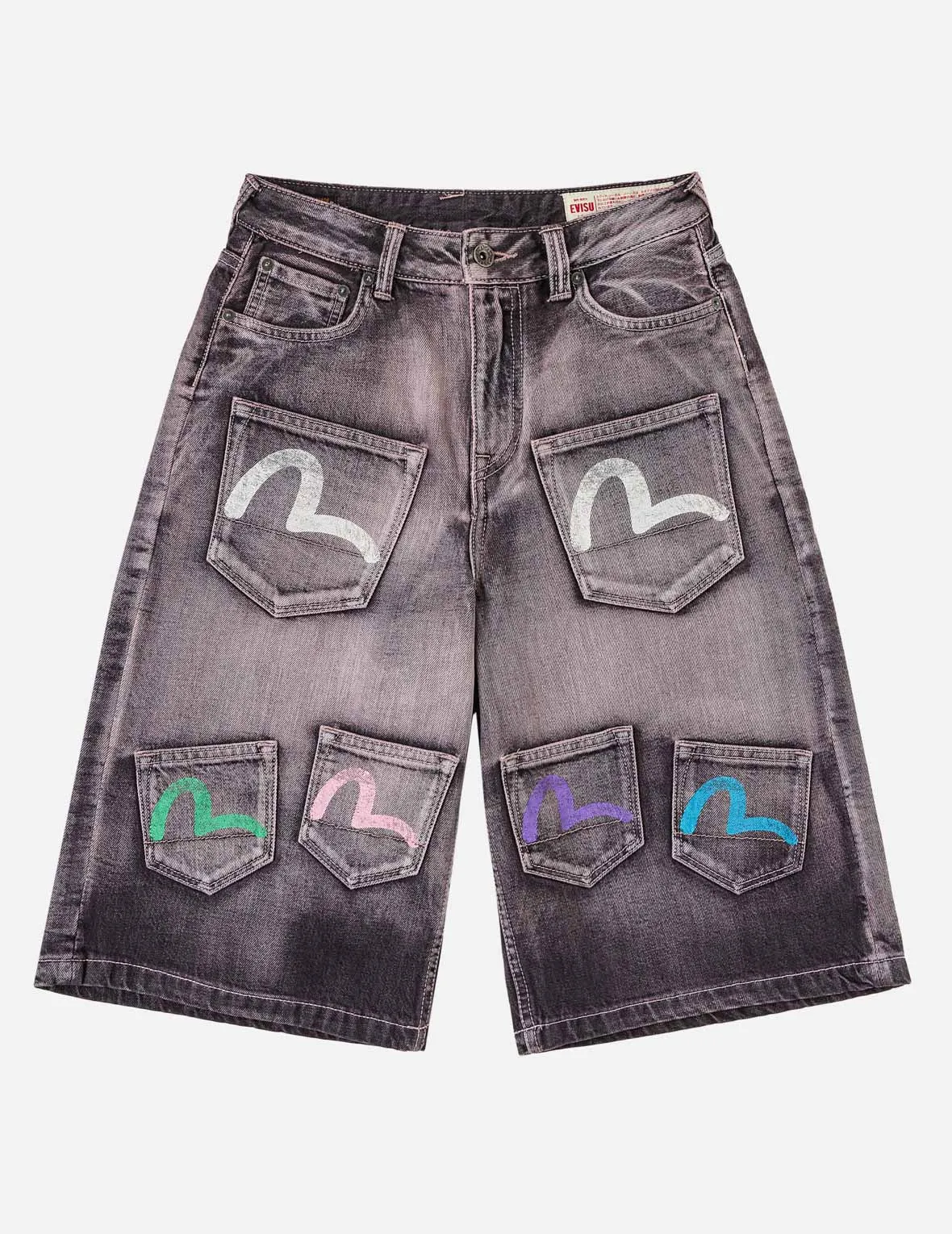 Seagull Print Multi-Pocket Denim Shorts sold by Evisu product image thumbnail 3