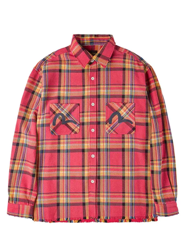 Heavy Washed Distressed Flannel Shirt sold by Evisu