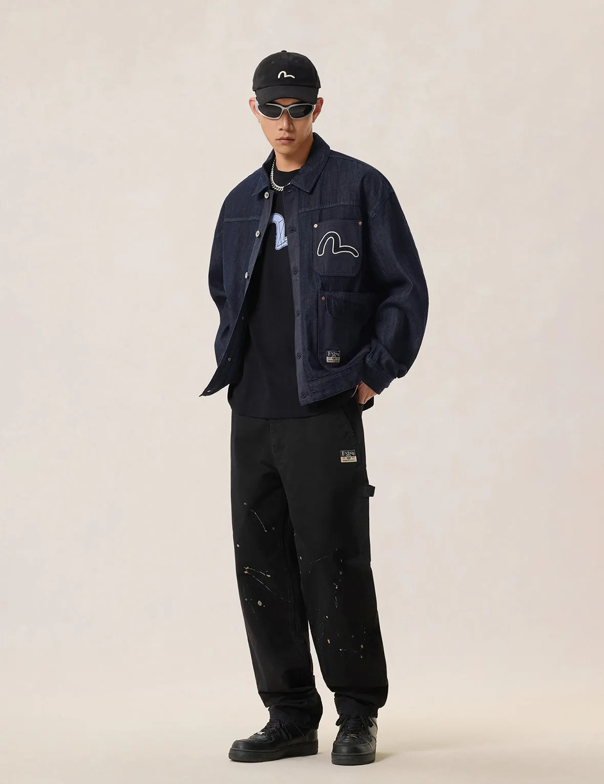 Fabric Blocking Denim Jacket sold by Evisu product image thumbnail 5