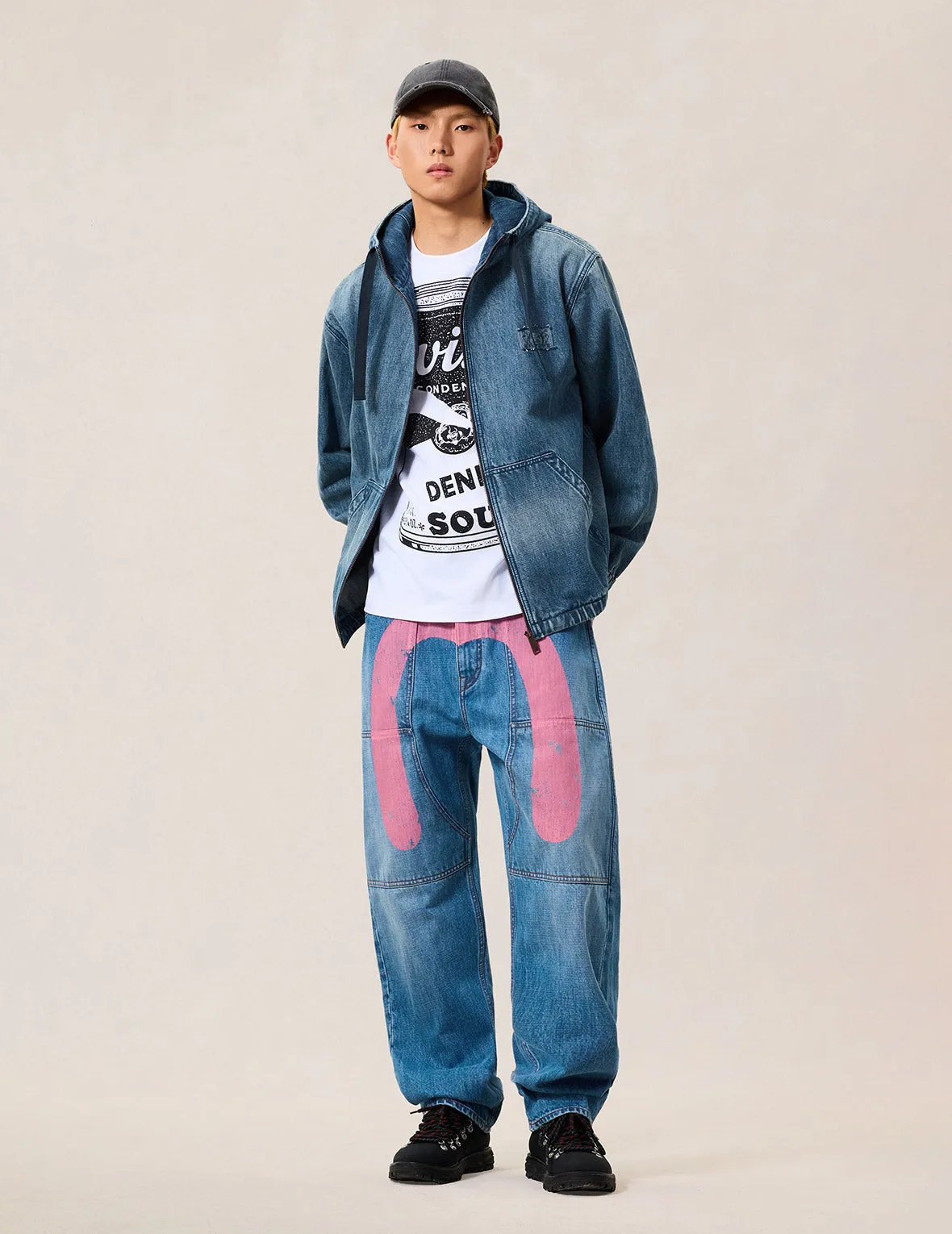 Denim Hooded Anorak Jacket sold by Evisu product image thumbnail 5