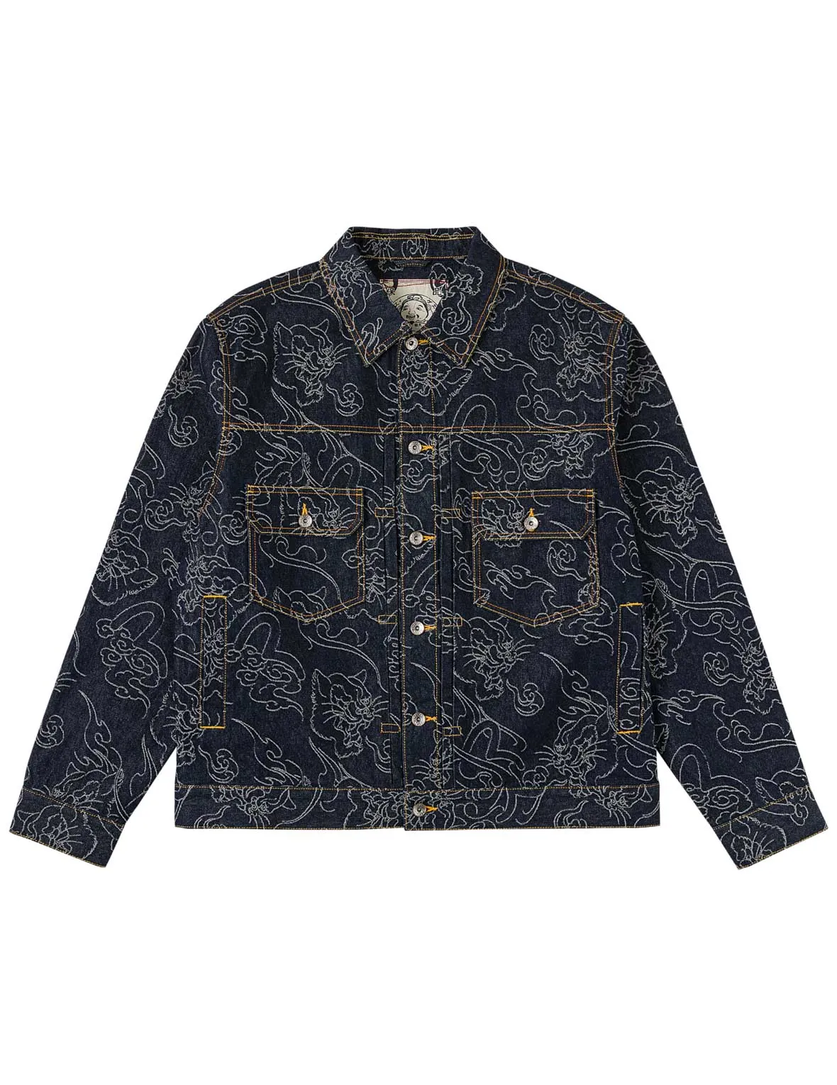 Allover Leopard Jacquard Denim Jacket sold by Evisu