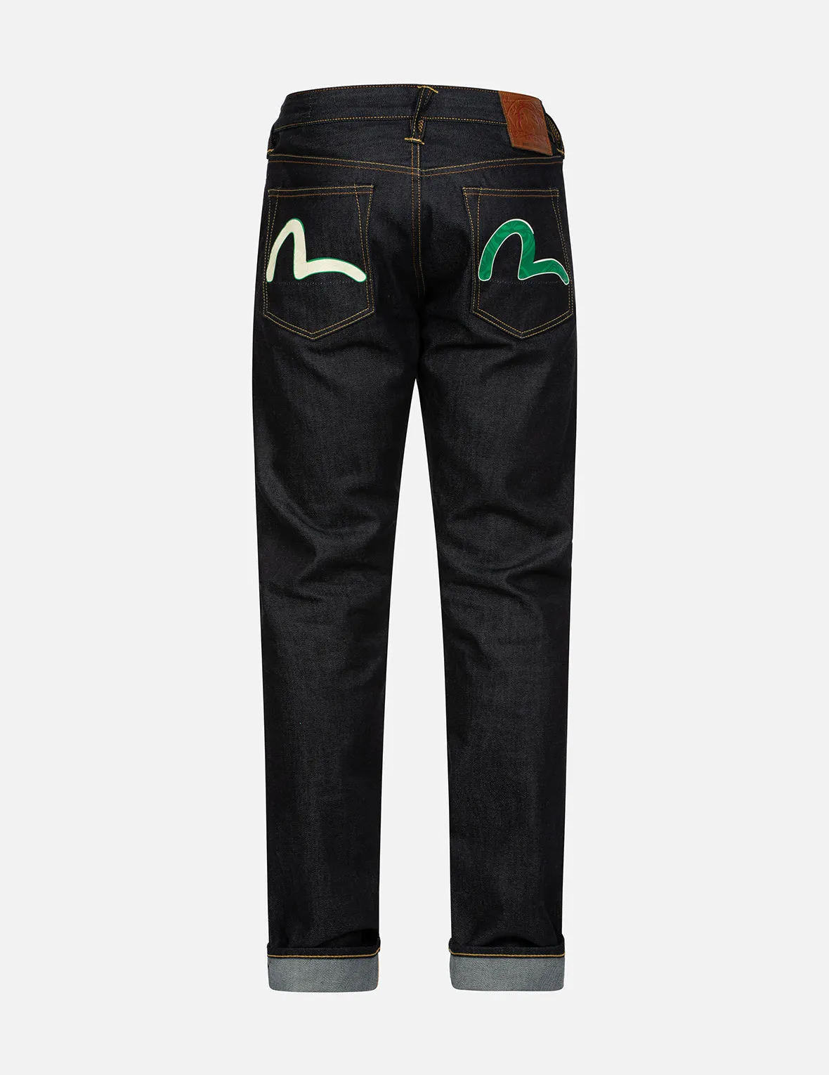 Seagull Embossed Printed Taper Fit Denim Jeans #2017 sold by Evisu