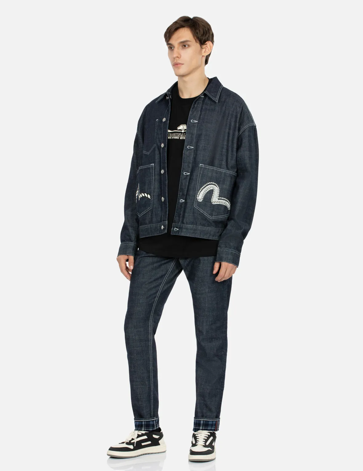 Rope-pattern Seagull Print Taper Fit Denim Jeans #2017 sold by Evisu product image thumbnail 4