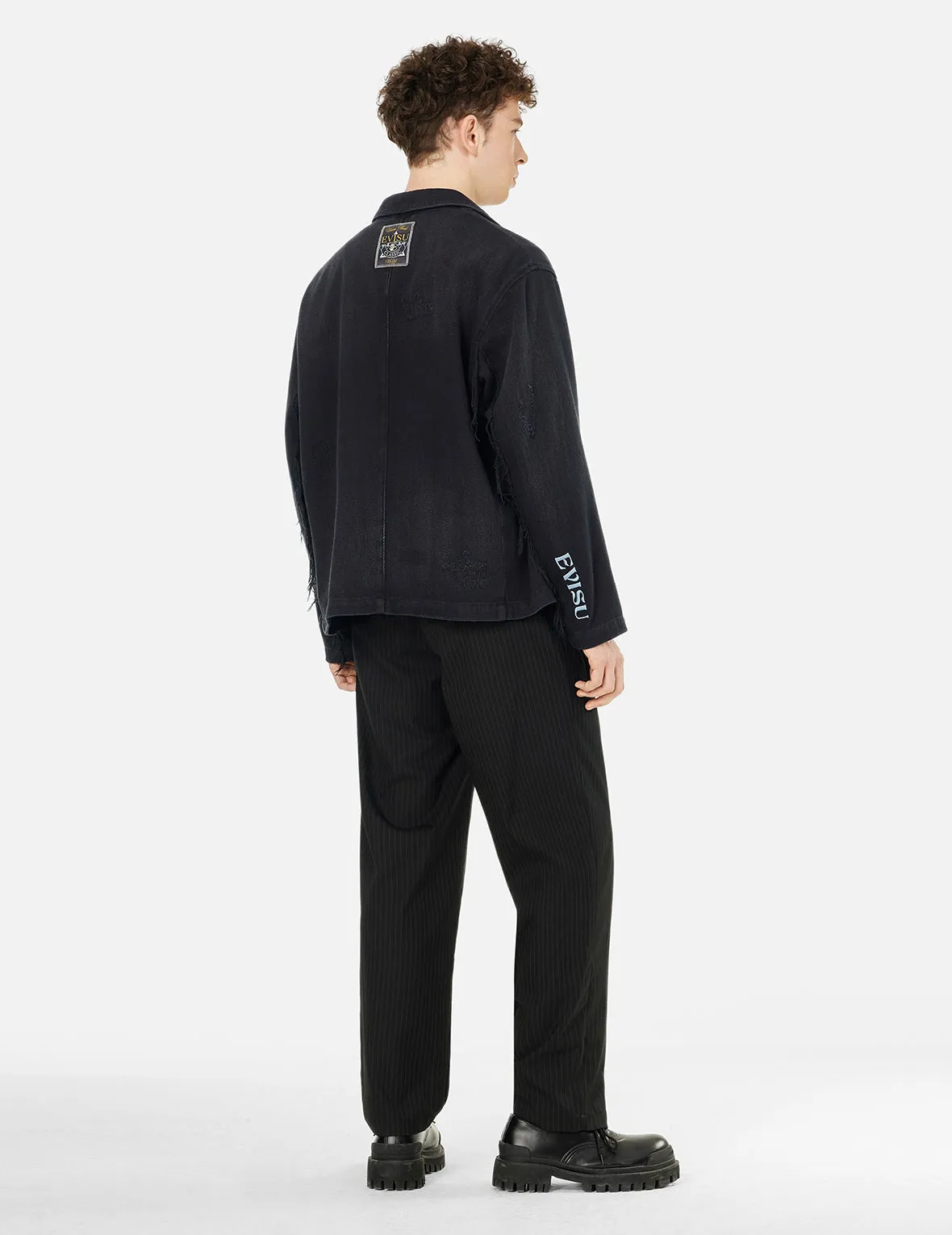 Seagull and Logo Embroidery Relax Fit Denim Blazer sold by Evisu product image thumbnail 4