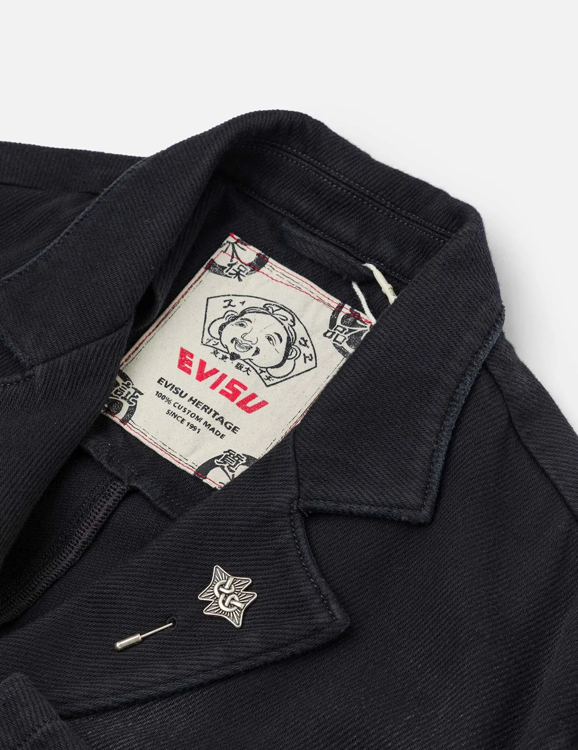 Seagull and Logo Embroidery Relax Fit Denim Blazer sold by Evisu product image thumbnail 5