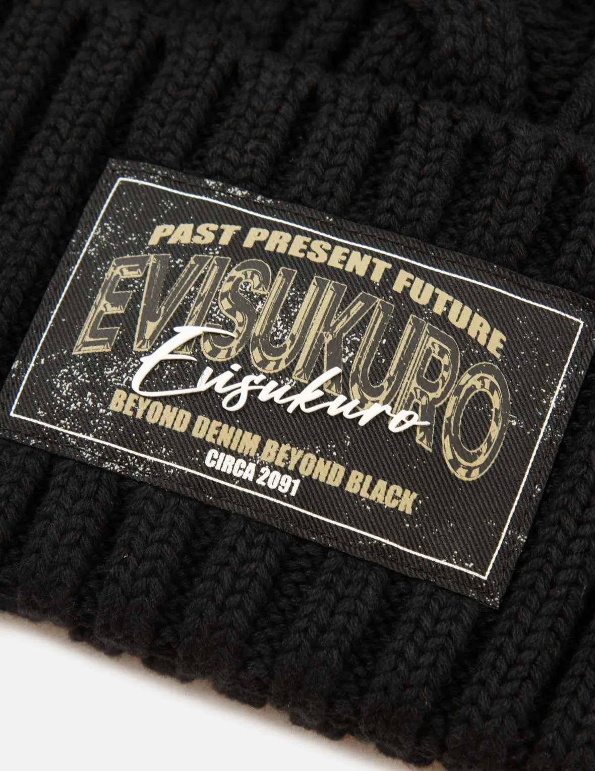 Twist-Straight Pattern Logo Label Knit Beanie sold by Evisu product image thumbnail 3