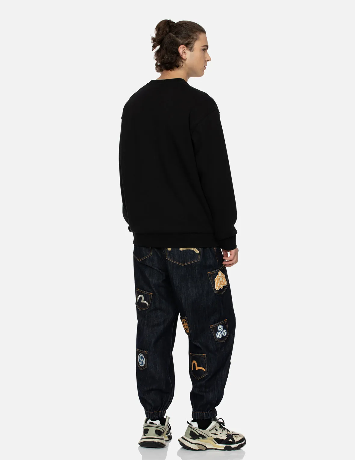 Seagull Embroidery with Kamon Print Pocket Relax Fit Sweatshirt sold by Evisu product image thumbnail 4