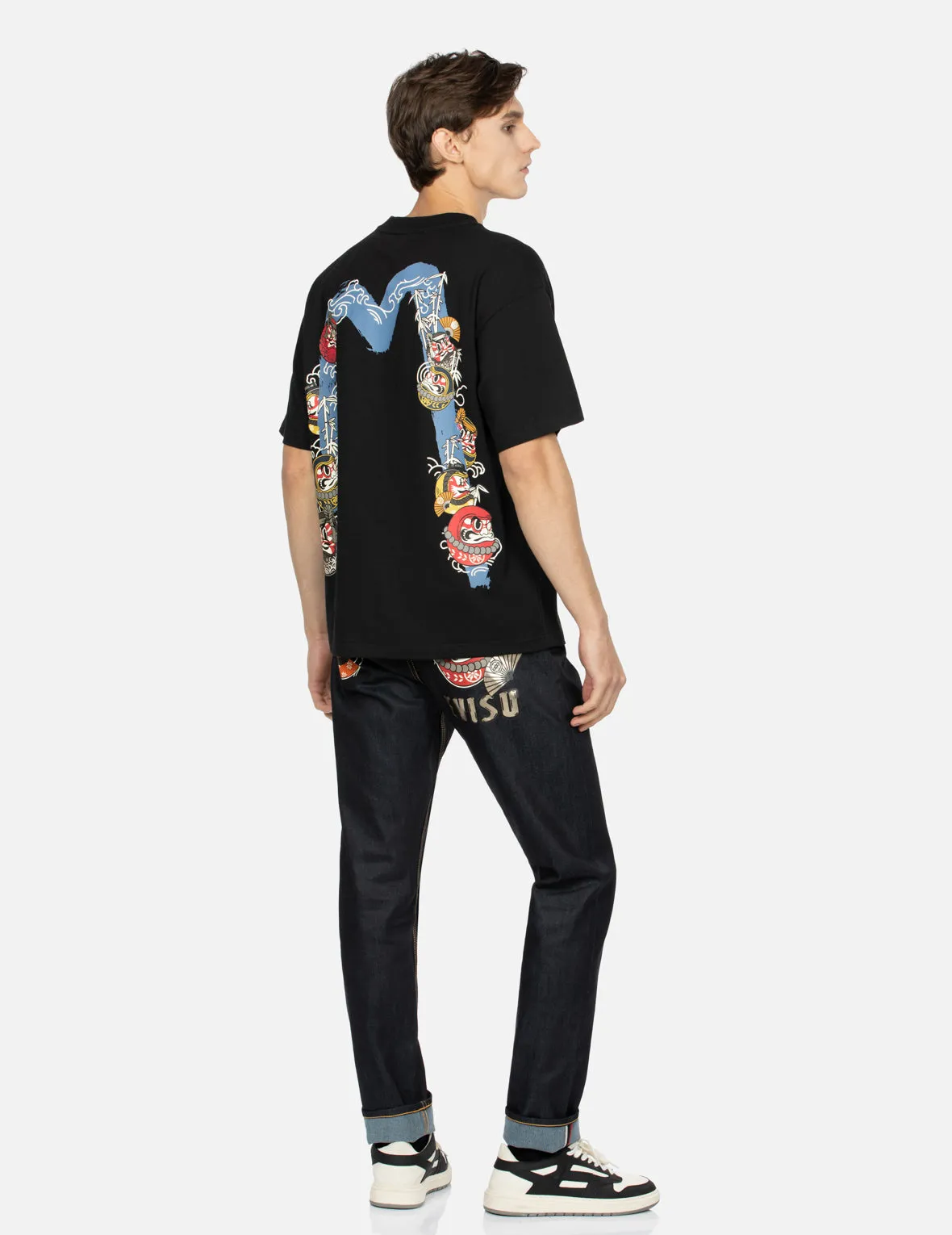Kumadori Daruma Print Taper Fit Denim Jeans #2017 sold by Evisu product image thumbnail 3