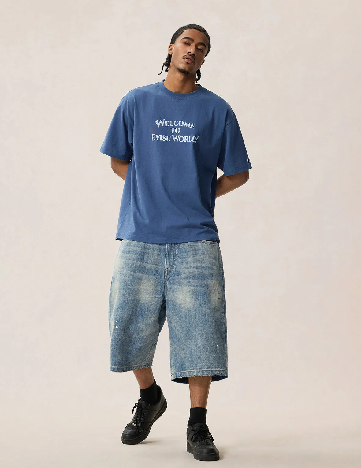 Ink-Splash Washed Seagull Embroidery Jorts sold by Evisu product image thumbnail 5