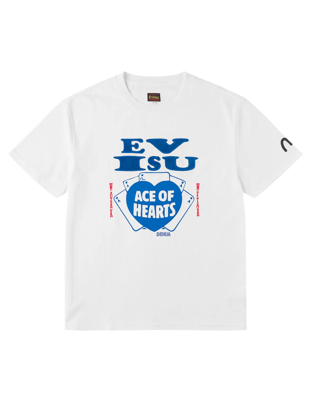 Ace of Hearts Flocked Logo T-shirt sold by Evisu