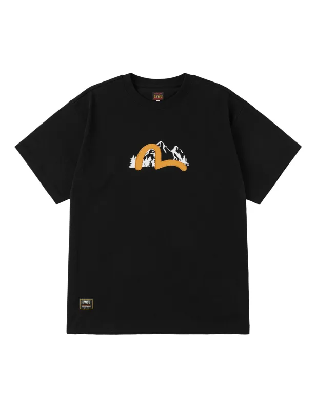 Western Landscape Seagull Embroidery T-shirt made by Evisu