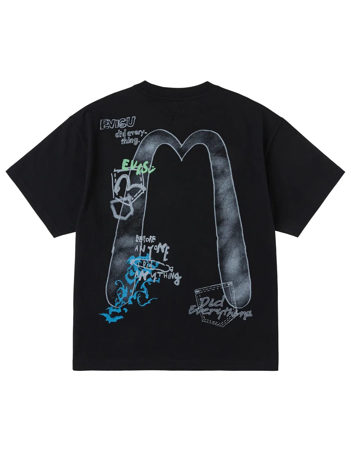 Hand-drawn Daicock and Multi-pocket Graffiti T-shirt sold by Evisu