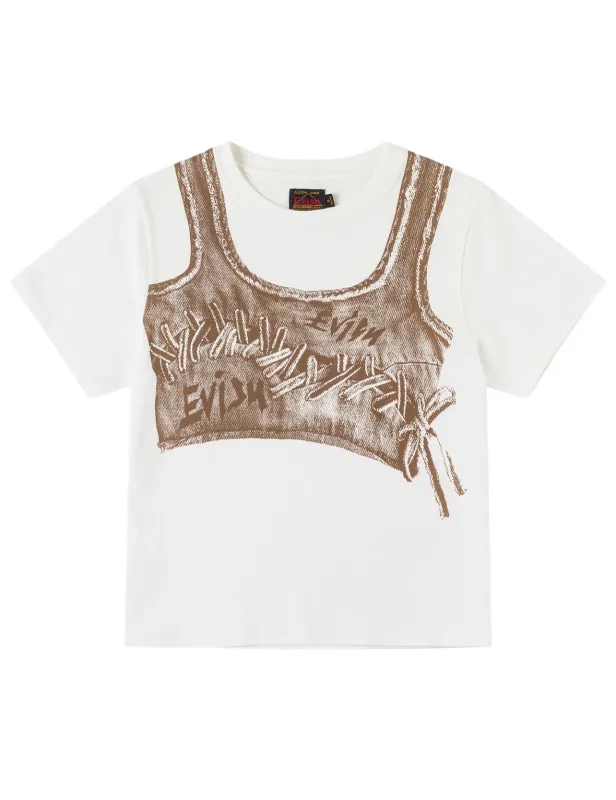 Fake Denim Lace-up Vest Print T-shirt made by Evisu