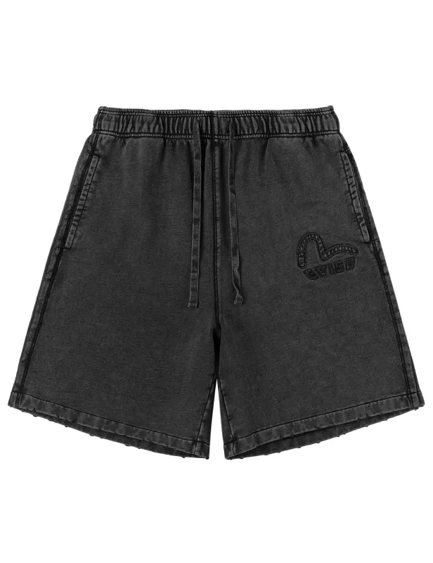 Chain Stitch Seagull Heavy Washed Sweatshorts made by Evisu