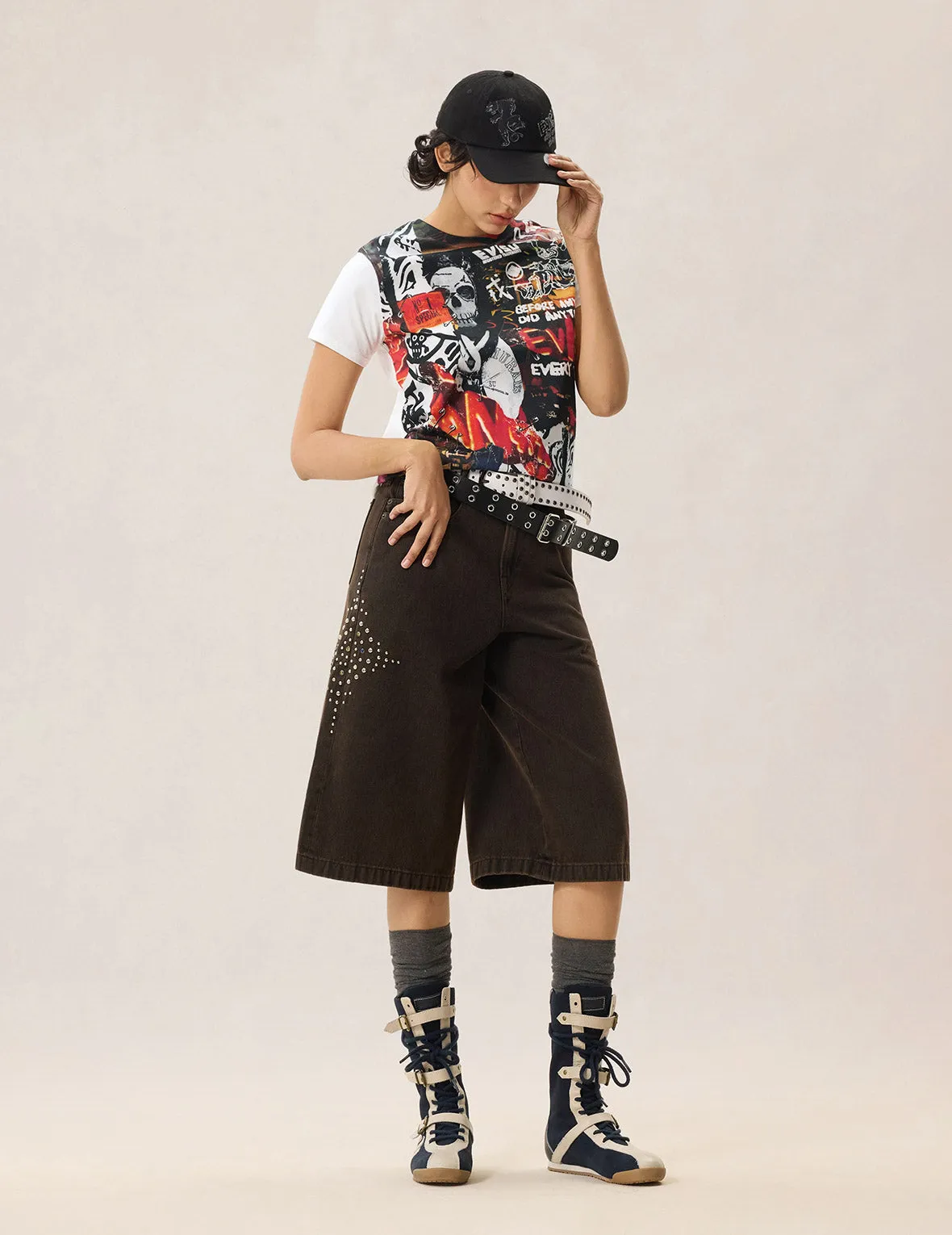 Art Theme Slogan and Graphic Collage Print T-shirt sold by Evisu product image thumbnail 5