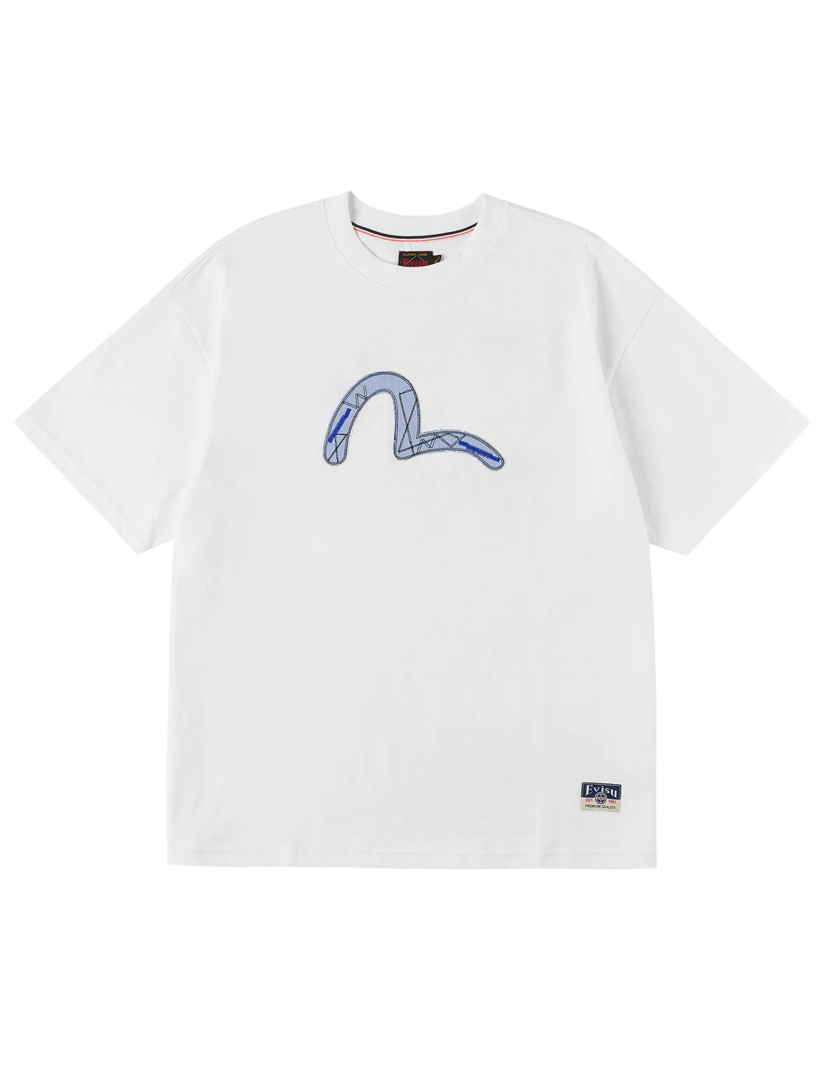 Fabric-mix Patchwork Seagull and Logo Applique T-shirt sold by Evisu product image thumbnail 3